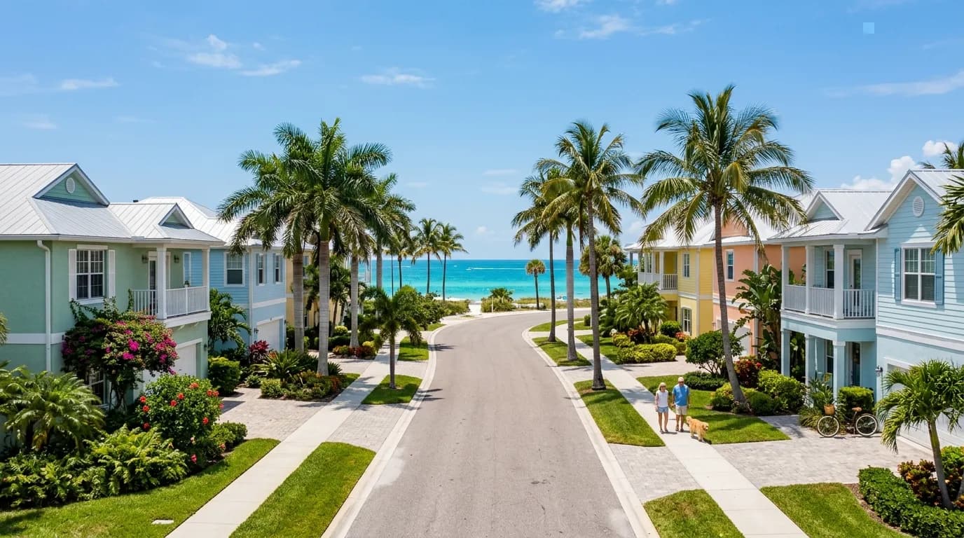 Florida coastline with palm trees